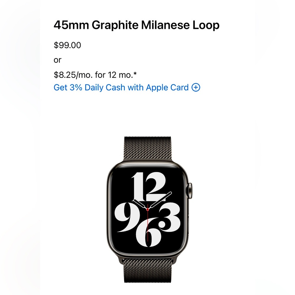 Apple 45mm Graphite Milanese Loop